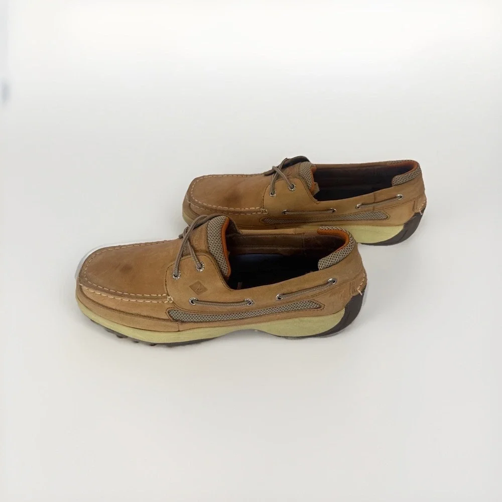 Sperry Top Sider Lanyard Men's Boat Shoes 12 Tan Leather Lace up 0777924